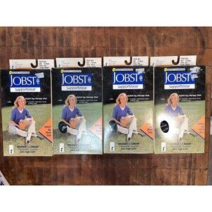 (4) JOBST Womens Mild Compression Knee High Socks BLACK 8-15mmHg Small DISCONTIN
